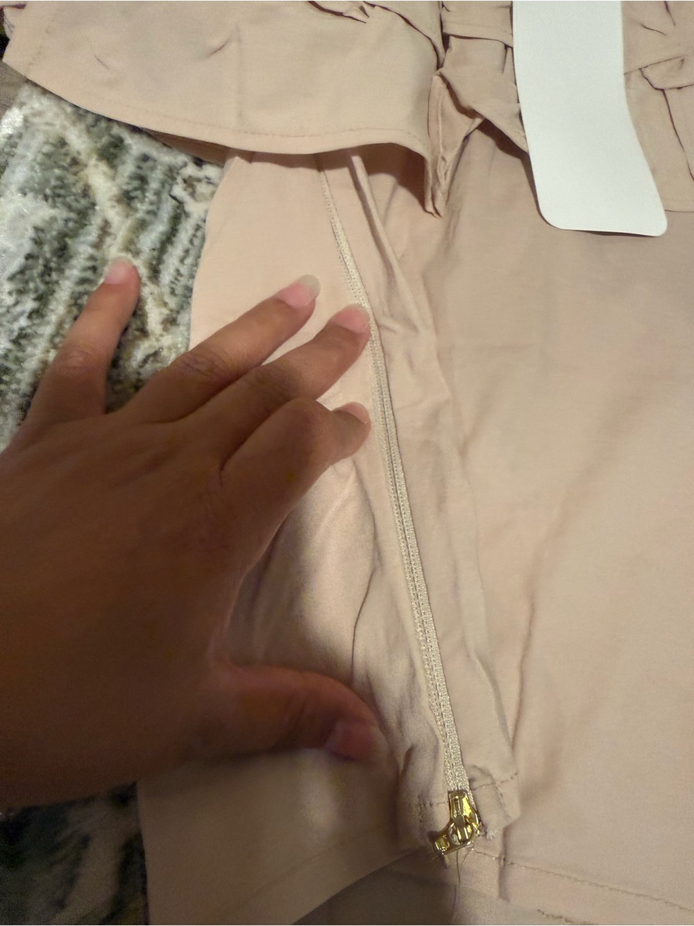 Beige Ruffle One Shoulder Blouse – Size L - Picture 3 of 4